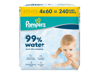 Salviette Pampers (4x60/foglio) Aqua zero plastica