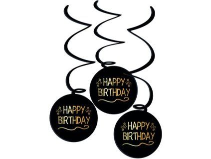 Decorazioni da appendere Buon Compleanno nero oro 3 pezzi