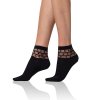 CALZINI TRENDY IN COTONE - Calzini da donna con bordo decorativo - nero 35 - 38