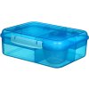 Sistema Divided Lunch Bento Snack Box con contenitore per yogurt e 2 vassoi 1,65 L, blu