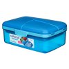 Sistema Lunch Quaddie 1,5 l contenitore per snack diviso con 3 scomparti incernierati nel coperchio e una borraccia, blu