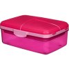 Sistema Lunch Quaddie 1,5 l contenitore per snack diviso con 3 scomparti incernierati nel coperchio e una borraccia, rosa