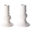 Portacandele in ceramica 2 pezzi + 2 candele coniche (bianche)