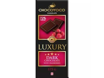 Chocoyoco luxe pure chocolade 72% met cranberries 175 g