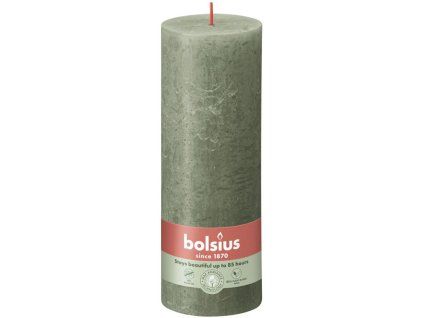 Bolsius cilinderkaars Rustic Shine Fresh Olive groen 68x190mm