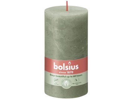 Bolsius cilinderkaars Rustic Shine Fresh Olive groen 68x130mm
