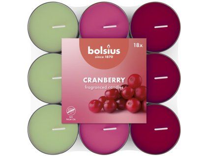 Bolsius theegeurende kaarsen Cranberry basic driekleurig 18 stuks