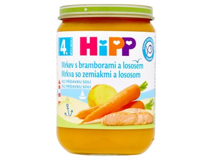 Menu HiPP 190g marchewka ziemniaki łosoś 4m+