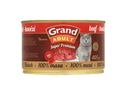 Karma w puszkach Grand Adult z wołowiną 405g dla kotów