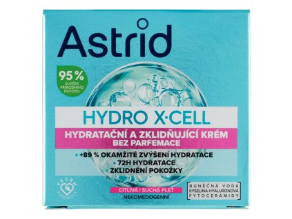 Astrid Hydro X-Cell krem nawilżająco-łagodzący bezzapachowy do skóry wrażliwej 50 ml  Nowość!