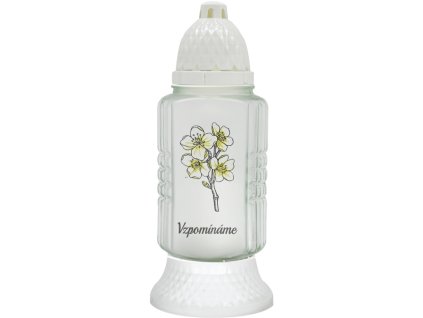 Znicz cmentarny w szkle Madonna 27 cm - kwiaty, 24 godz.