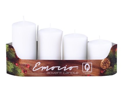 Świece adwentowe Emocio 4 szt., średnica 40 mm, białe świece
