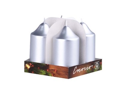 Emocio Adwentowy cylinder 4 szt. 50x90 Metalowe srebrne świece