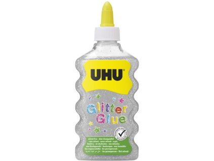UHU Glitter Glue Silver Maxi - klej brokatowy do dekoracji 185 g / 177 ml