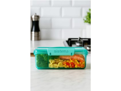 Pudełko na przekąski Sistema Lunch Snack Attack Duo Divided Snack Box z 2 oddzielnymi przegródkami 975 ml, miętowe