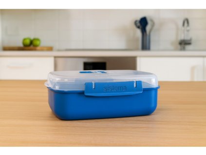 Podgrzewacz do żywności Sistema Microwave Rectangle Food Warmer Box 1,25 l, niebieski