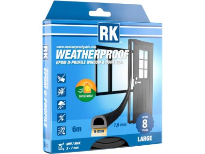 Uszczelki okienne i drzwiowe EPDM - profil D, czarne 6 m
