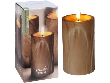 Świeca LED 75x75x125mm płonąca z timerem, brązowa