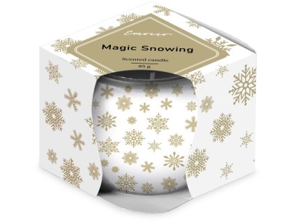 Świeca zapachowa Emocio w szkle Magic Snowing 70x62 mm – biało-złota