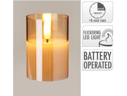 Świeca LED w szkle z timerem 50x50x70 mm – dymna