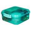 Pudełko na przekąski Sistema Lunch Bento Cube z pojemnikiem na jogurt i 2 tackami 1,25 l, miętowe