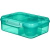 Pudełko na przekąski Sistema Divided Lunch Bento z pojemnikiem na jogurt i 2 tackami 1,65 l, miętowe