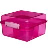 Pudełko na przekąski Sistema Lunch Cube Max Divided Snack Box z pojemnikiem na jogurt i podwójną pokrywką, 2 l, różowe