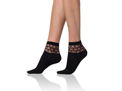 ȘOSETE TRENDY COTTON - Șosete de damă cu garnitură decorativă - negru 39 - 42