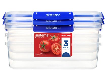 Set Sistema de 3 recipiente alimentare impermeabile KLIP IT PLUS 4 clipsuri 2,2 l