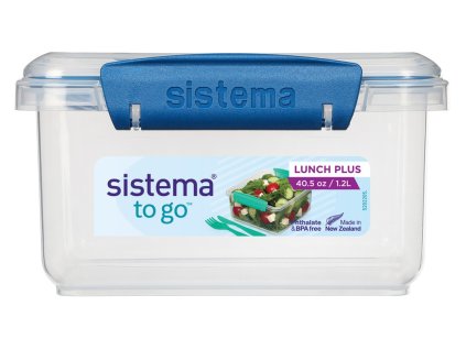 Cutie de prânz Sistema To Go Lunch Plus 1,2 l cu tacâmuri, albastră