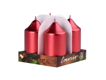 Lumânări cilindrice Emocio Advent 4 buc 50x90 metal roșii