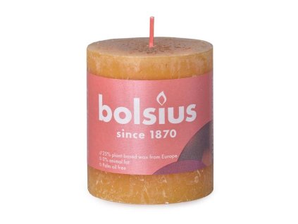 Lumânare cilindrică Bolsius Rustic Shine Honeycomb Galben 68x80mm
