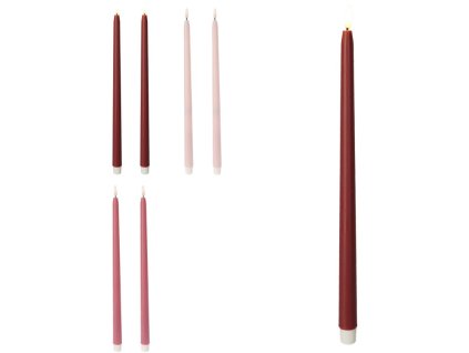 Lumânare LED 2 buc 380 mm conică cu temporizator și telecomandă, amestec de culori