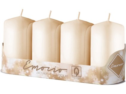 Lumânări cilindrice Emocio Advent cu șampanie, 4 buc., 50x90 cm