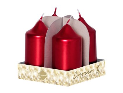 Lumânări cilindrice Emocio Advent 4 buc 40x75 metal roșii