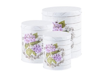 Cutie rotundă din tablă Paris, set de 3 bucăți, 135x160/110x130/75x90mm