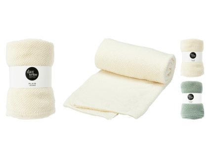 Pătură tricotată 160×130 cm – amestec de culori verde, alb