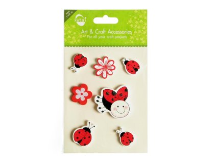 Decorațiuni autoadezive din lemn cu gândaci (7 buc/pachet)