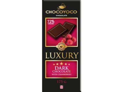 Ciocolată neagră de lux Chocoyoco 72% cu merișoare 175g