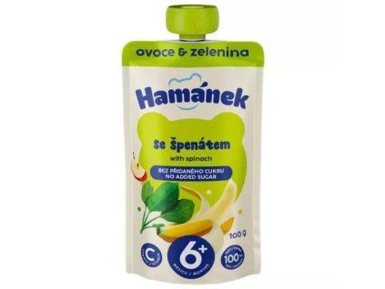 Pungă Hamánek cu mere, banane și spanac 100g