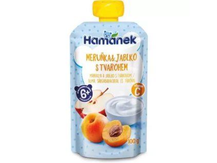 Buzunar cu caise, mere și brânză de vaci 100g