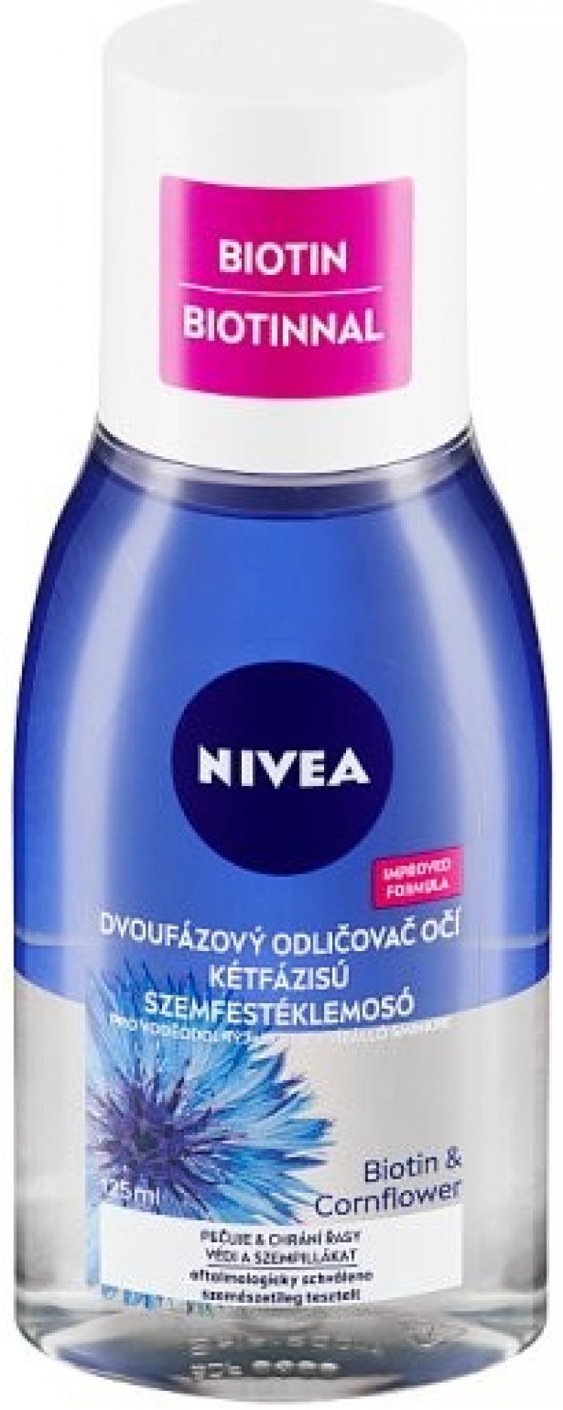 Demachiant de ochi și machiaj Nivea Visage, bifazic, albastru, 125 ml