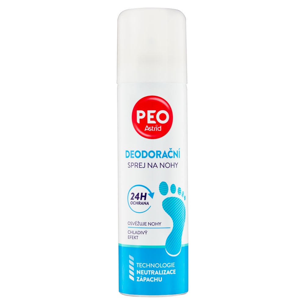 Spray-ul deodorant pentru picioare Peo protejează împotriva mirosurilor neplăcute și împrospătează picioarele 150 ml