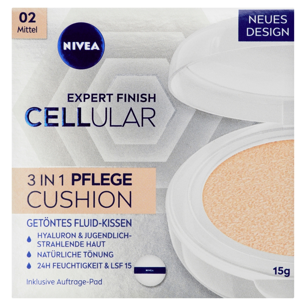 Beiersdorf Nivea Hyaluron Cellular Filler cremă de machiaj colorată 3 în 1, burete 02 Medium, 15 g
