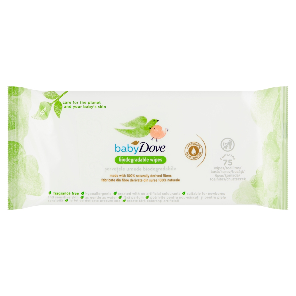 Șervețele umede Dove Baby pentru copii, șervețele biodegradabile, 75 buc.