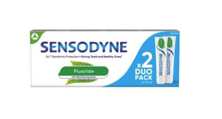 Glaxosmithkline Consumer Pastă de dinți Sensodyne pentru dinți sensibili cu fluor, pachet dublu, 2 x 75 ml