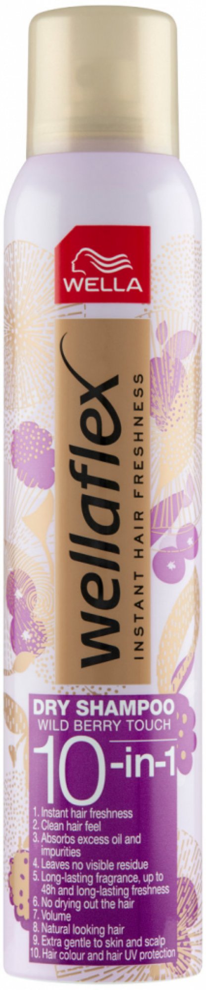 Șampon uscat Wellaflex Wild Berry Touch, fixativ, 180 ml