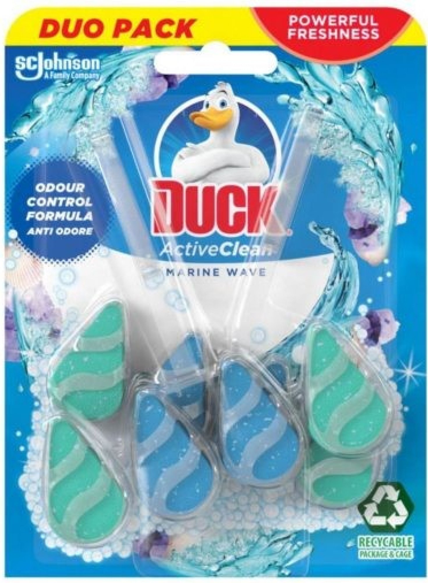 Suport de toaletă Duck, detergent de toaletă 2 x 38,6 g, marin