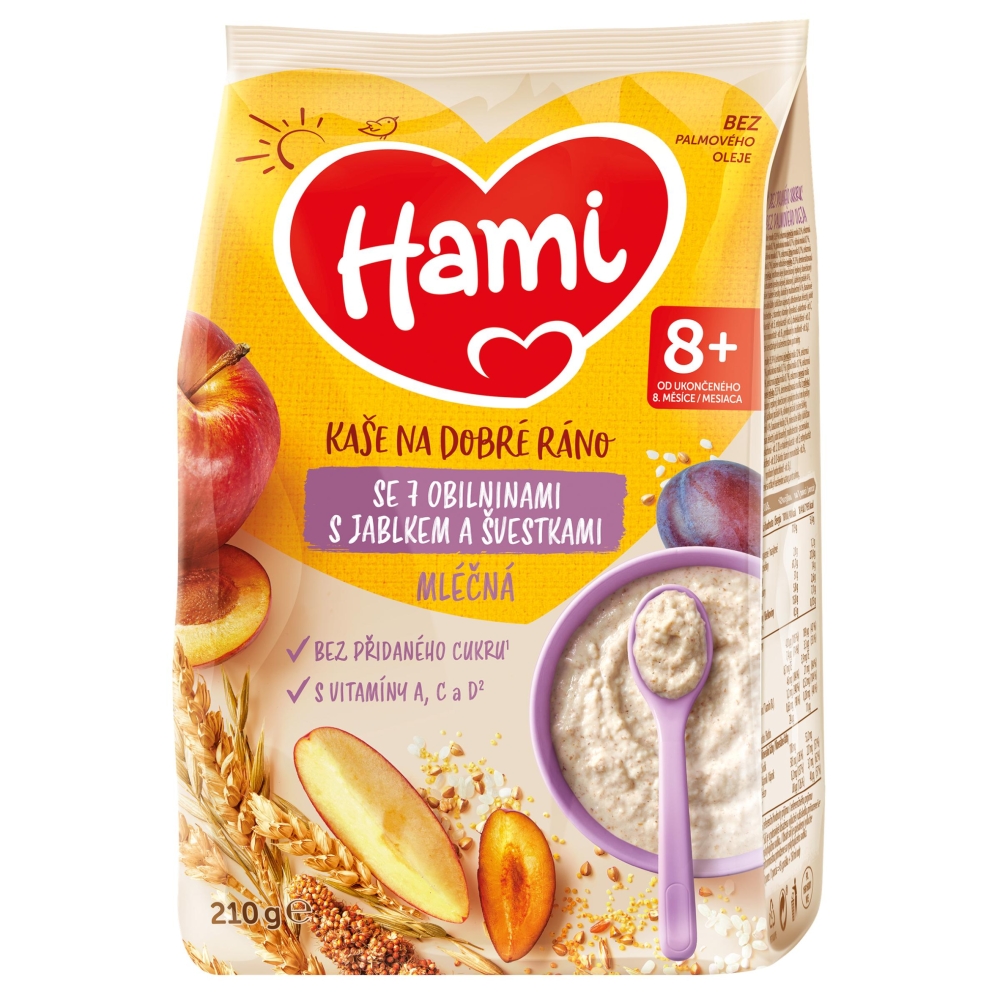 Terci HAMI ml 210g 7 cereale mere și prune 8 luni+