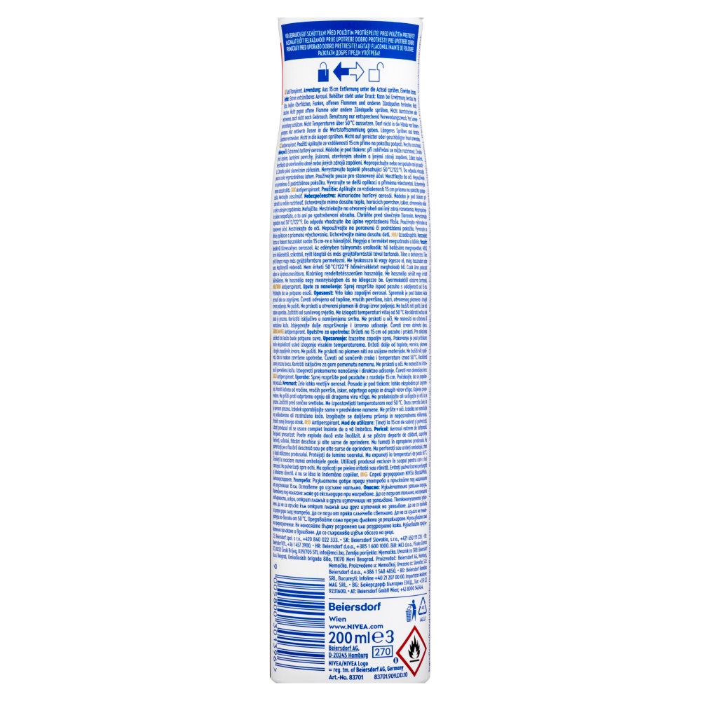 Spray Nivea AP 200ml B&W Invisib Sil S